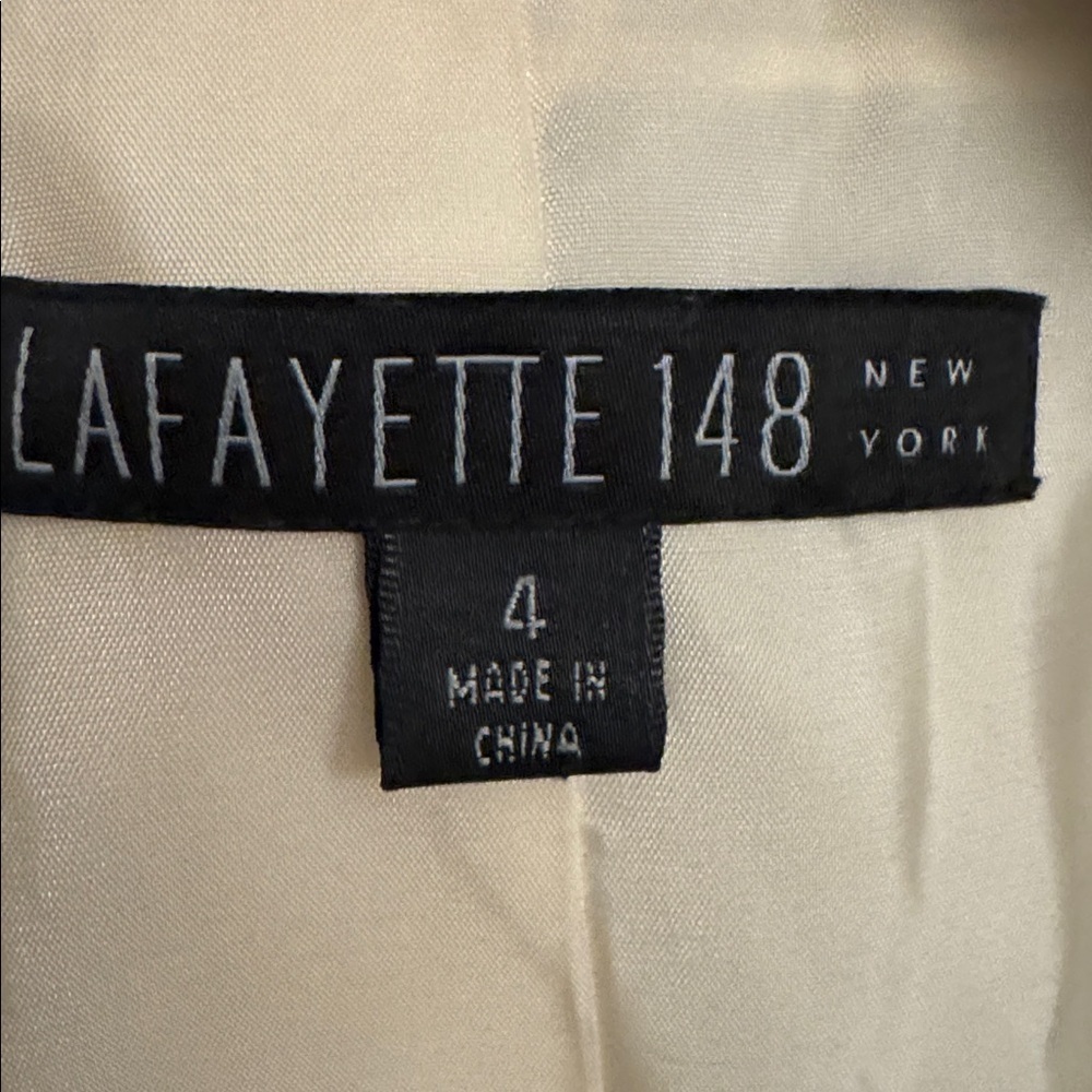 Lafayette 148 New York Ivory Black Blazer 3/4 Sleeves Work Business Preppy 4 - Picture 5 of 7